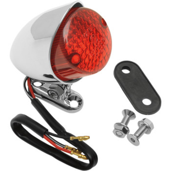 Drag Specialties Universal Bobber Taillight: Harley-Davidson Models - Top Tag - Chrome/Red Lens
