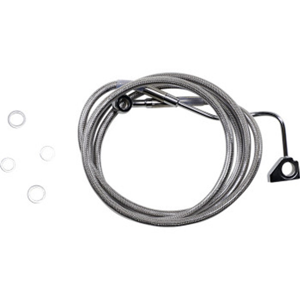 Drag Specialties Extended Length Stainless Steel Front Brake Line Kit w/ ABS: 2014-2022 Harley-Davidson FL Models