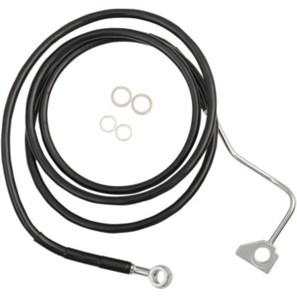 Drag Specialties Extended Length Black Vinyl Front Brake Line Kit w/ ABS: 2014-2022 Harley-Davidson FL Models