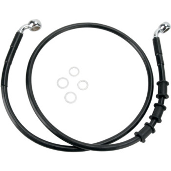 Drag Specialties Extended Length Black Vinyl Front Brake Line Kit: 2008-2014 Harley-Davidson FL Models