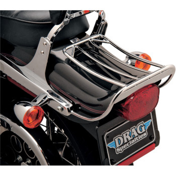 Drag Specialties Bobtail Fender Luggage Rack: 2002-2005 Harley-Davidson Wide Glide Models - Chrome