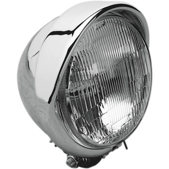 Drag Specialties Headlight Assembly w/ Visor: Harley-Davidson Models - Chrome - 5.75"