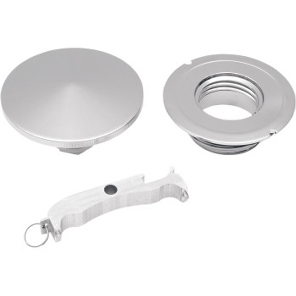 Drag Specialties Gas Cap w/ Paint Protectors: 1993-2020 Harley-Davidson Models - Chrome