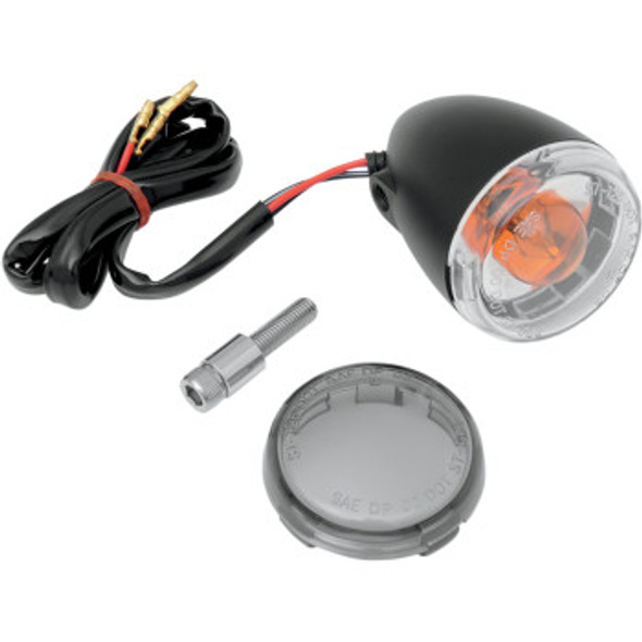 Drag Specialties DOT Compliant Universal Front Turn Signals: Harley-Davidson Models - Matte Black - Smoke Lens
