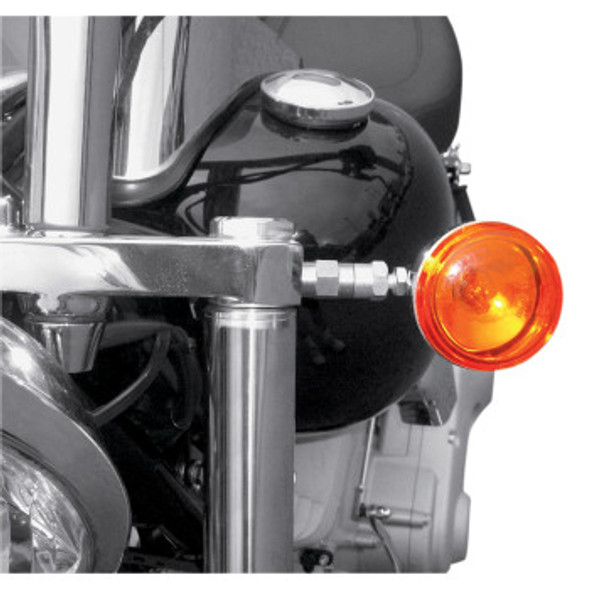 Drag Specialties Front Turn Signal Relocation Kit: 1980-2010 Harley-Davidson FX Models - Chrome
