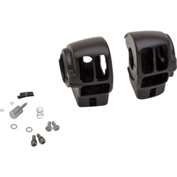 Drag Specialties Handlebar Switch Housing Kit: 2008-2013 Harley-Davidson Models - Matte Black