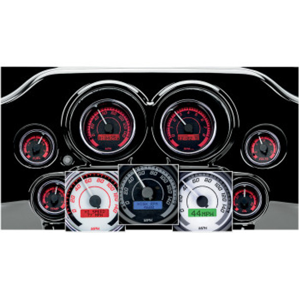 Dakota Digital MVX-8K Series Analog/Digital Gauge Kit: 1996-2003 Harley-Davidson FL Models - Black/Black/Gray