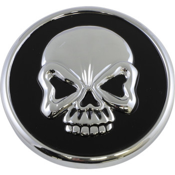 Drag Specialties Skull Gas Cap: 1997-2020 Harley-Davidson Models - Chrome/Black - Vented