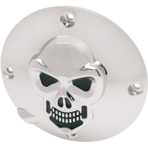 Drag Specialties 3-D Skull Derby Cover: 1994-2003 Harley-Davidson XL Models - Chrome - 4 Hole