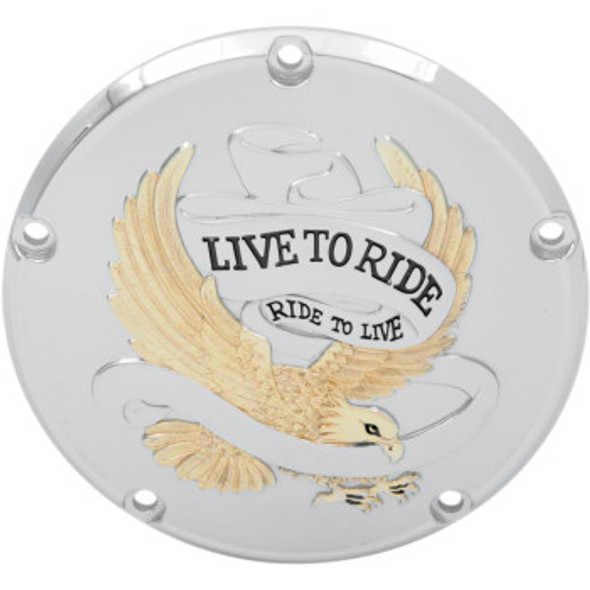 Drag Specialties Live To Ride Derby Cover: 1999-2018 Harley-Davidson FX/FL Models - 5 Hole