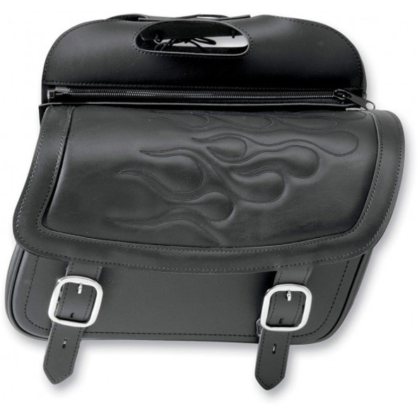 Saddlemen Highwayman Tattoo Slant Saddlebags - Medium - Black Flame