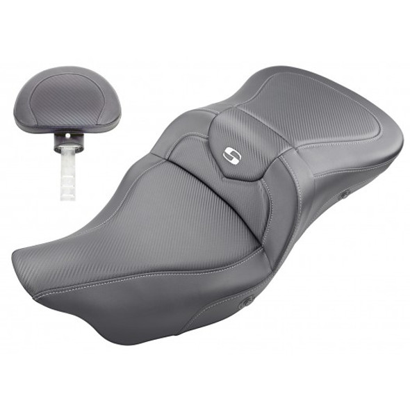 Saddlemen 09-20 FLHTCUTG Tri Glide Heated Roadsofa CF Seat w/ Drivers Backrest