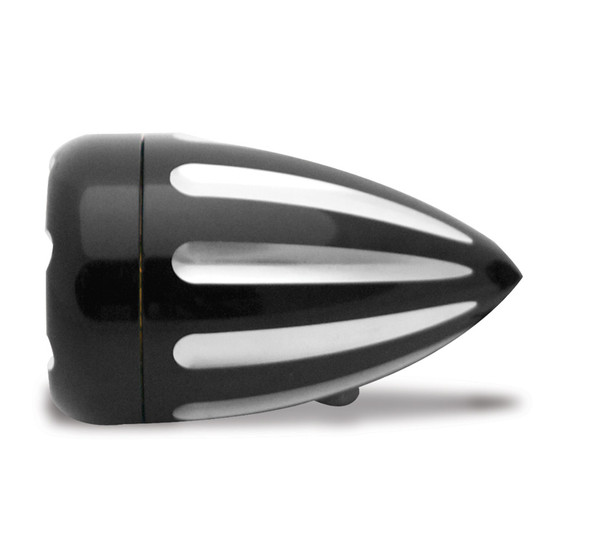 Arlen Ness Deep Cut OEM Style Accessory Light w/ Fire Ring LEDs - All Big Twin Models - Black - Amber Lens, White Trim LED, Dual Filament - 12-765