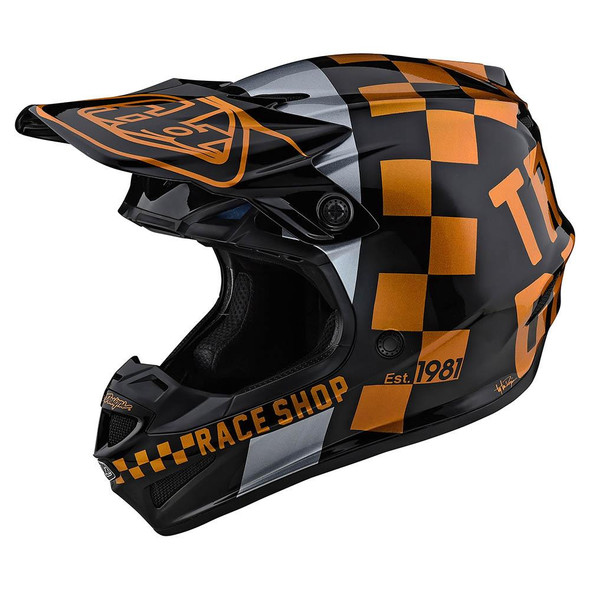 Troy Lee Designs SE4 Polyacrylite Helmet - Checker - Black/Gold - MD [Demo]