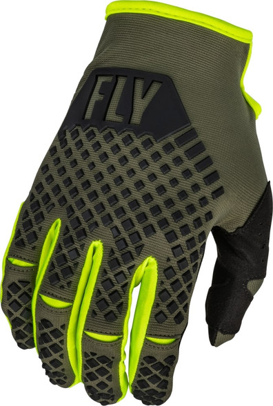 Fly Racing Kinetic Gloves - Olive Green/Hi-Vis - XSmall - 376-413XS