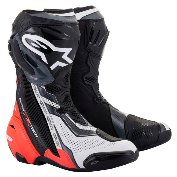 Alpinestars Supertech R Vented Boots - Black/Red Fluo/White/Gray - 10.5 - [Demo]