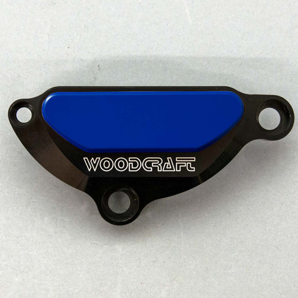 Woodcraft LHS Ignition Cover Protector:  04-08 Yamaha R1 & 06-15 FZ1 - Stainless Steel Pad