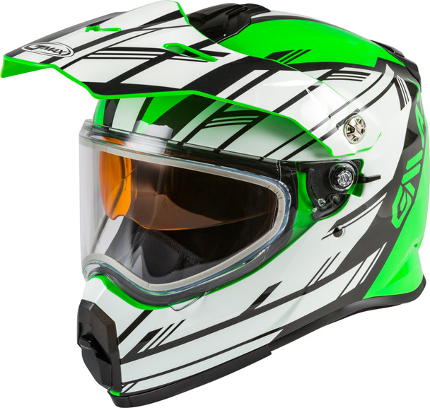 GMAX AT-21S Helmet - Epic - Dual Lens Shield Models - Green/White/Black - SM