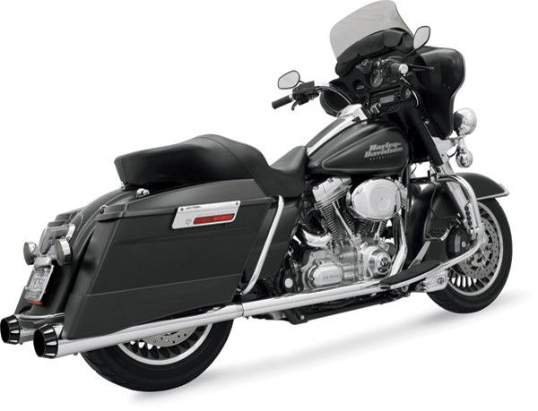 Bassani Xhaust +P Stepped True-Dual Power Curve Exhaust System: 1995-2008 Harley-Davidson FL Models - Chrome/Black - 1F46R