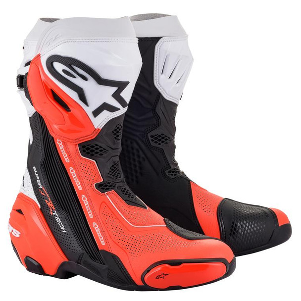 Alpinestars Supertech R Vented Boots - Black/White/Red Fluo - Size 11.5 -  2220121-124-46