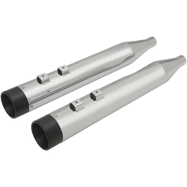 Drag Specialties 4" Slip-On mufflers with billet caps - 95-16 Harley Touring Models - Chrome/Black