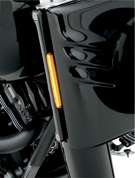 Alloy Art Run LED Front Turn Signals: 05-17 Harley-Davidson FLSTF Models