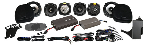 Hogtunes Ultra Dual Amplifier/Speaker Kit: 98-13 Harley-Davidson Touring FLHT Models - ULTRA 6 PACK-XL