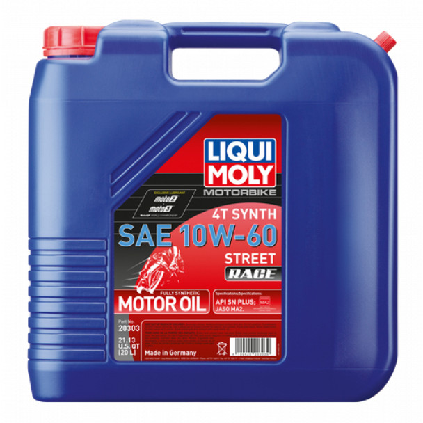 LIQUI MOLY Street Race 4T Synthetic Oil - 10W-60 - 20 Liter