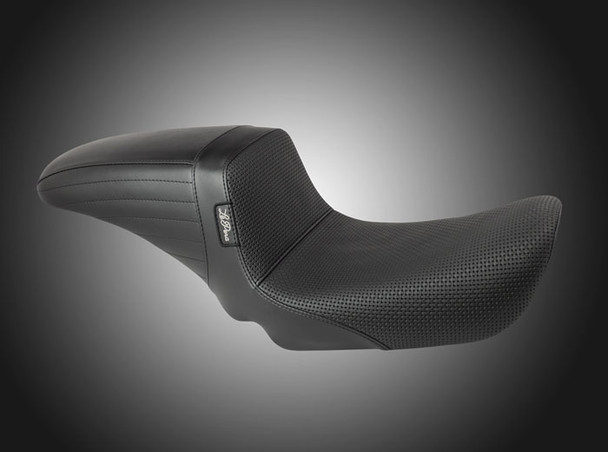 Le Pera Kickflip Basketweave Seat: 04-05 Harley-Davidson Dyna FXD Models