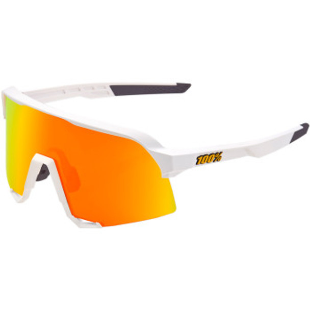 100% S3 Performance Sunglasses - White W/ Red Mirror Lens