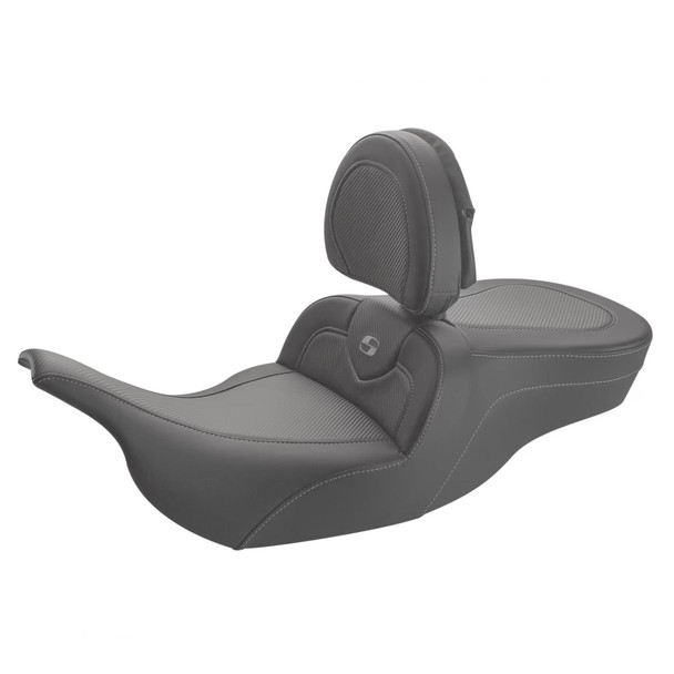 Saddlemen Roadsofa Carbon Fiber Heated Seat with Backrest: 97-07 Harley-Davidson Touring Models