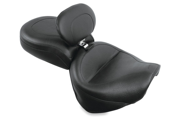 Mustang Wide Touring Two-Piece Seat w/ Driver Backrest: 99-15 Yamaha Road Star 1600/1700