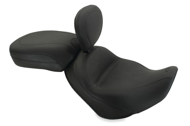 Mustang Standard Touring Two-Piece Seat w/ Driver Backrest: 02-08 Triumph America/Speedmaster