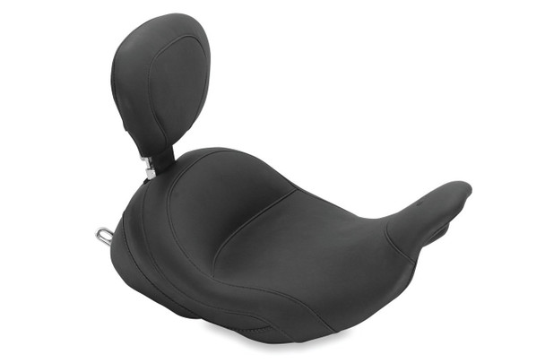 Mustang Standard Touring Solo Seat w/ Driver Backrest: 2008+ Harley-Davidson Touring Models