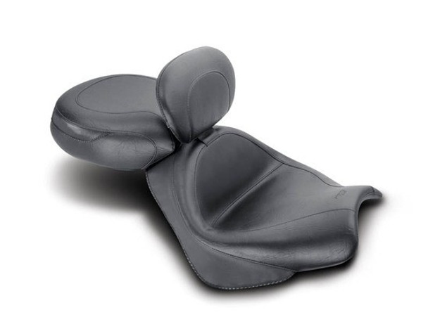 Mustang Wide Touring Two-Piece Seat w/ Driver Backrest: 02-09 Honda VTX 1300 Retro/S/T