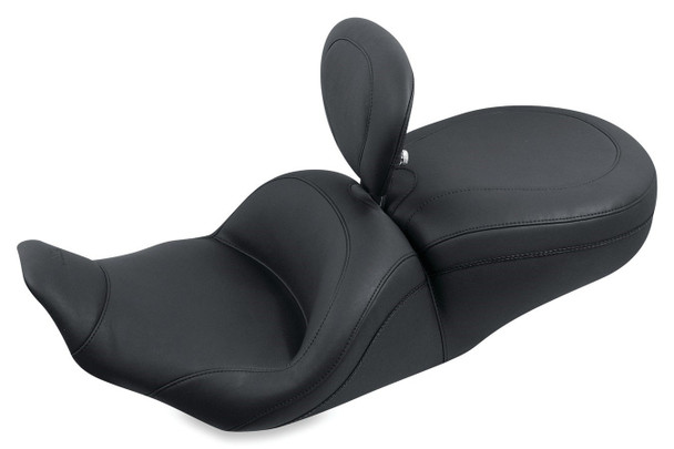Mustang Lowdown Touring One-Piece Seat w/ Driver Backrest: 97-07 Harley-Davidson Touring Models