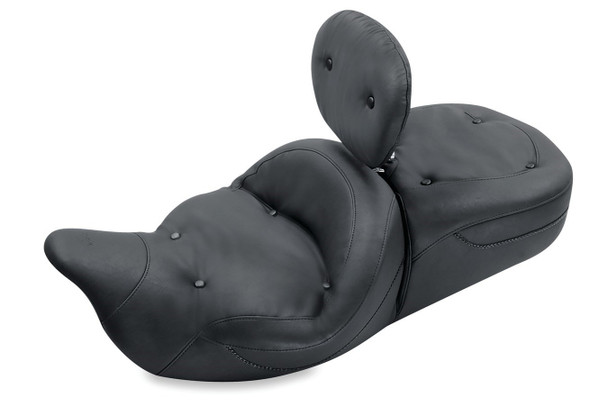 Mustang Super Touring Regal One-Piece Seat w/ Driver Backrest: 2008+ Harley-Davidson Touring Models