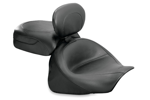 Mustang Standard Touring One-Piece Seat w/ Driver Backrest: 2007+ Kawasaki Vulcan 900 Classic/Custom