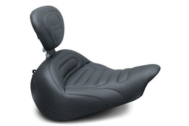 Mustang Standard Touring Solo Seat w/ Driver Backrest: 13-17 Harley-Davidson Softail Breakout