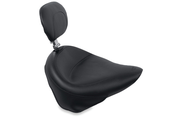 Mustang Wide Touring Solo Seat w/ Driver Backrest: 00-03, 05-15 Harley-Davidson Softail Models