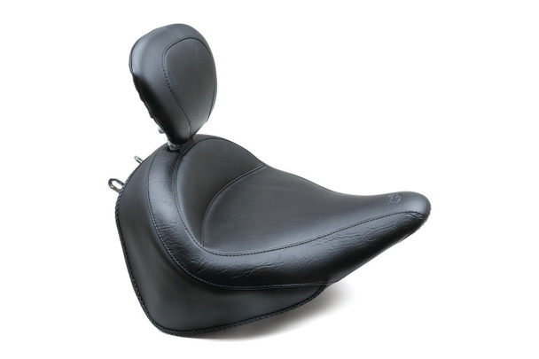 Mustang Wide Touring Solo Seat w/ Driver Backrest:16-17 Harley-Davidson Heritage Classic/Deluxe