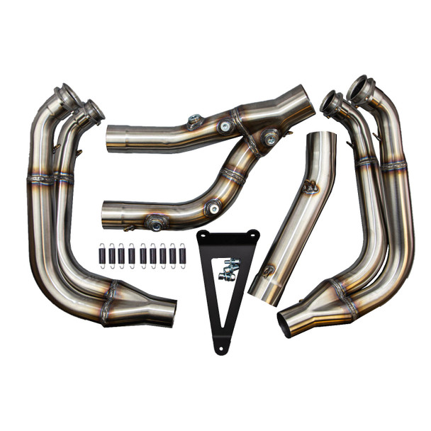 Hindle Full/Evo Megaphone High Race Front Section Stainless Headers: 20-22 BMW S1000RR
