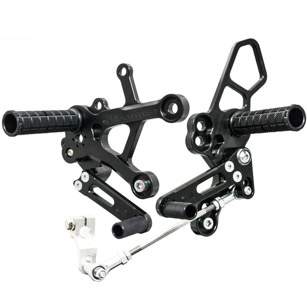 Woodcraft Complete Rearset Kit: 18-23 Kawasaki Ninja 400/Z400 Models