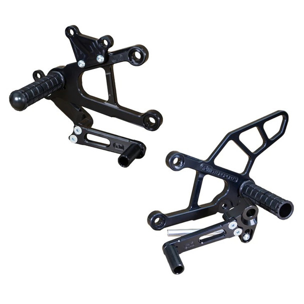 Woodcraft Complete Standard Rearset Kit: 15-22 Yamaha MT-03/YZF-R3 Models