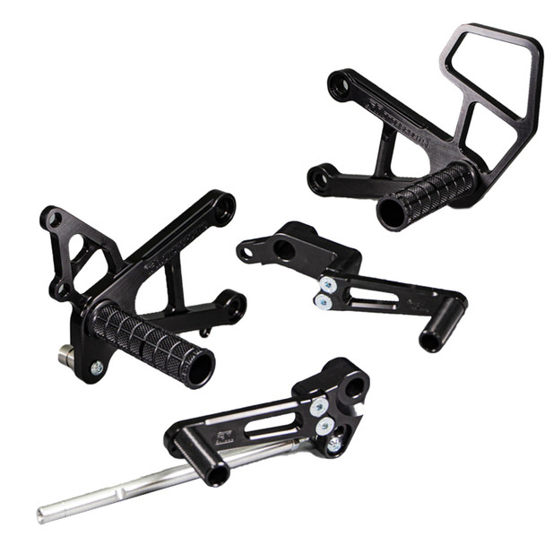 Woodcraft Complete Rearset Kit: 07-08 Kawasaki Ninja ZX-6R