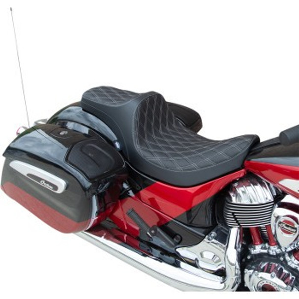 Drag Specialties Vinyl Double Diamond Predator III Seat: 14-21 Indian Models