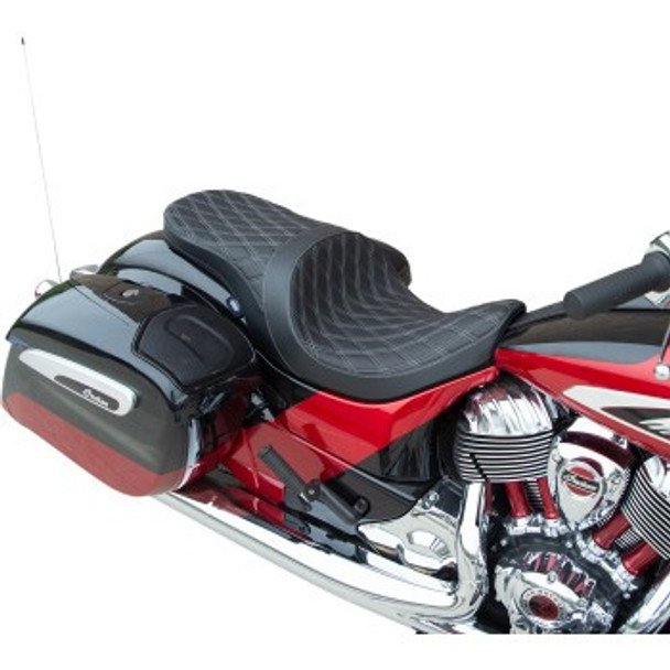 Drag Specialties Forward Positioned Double Diamond Solar Reflective Low Touring Seat: 14-21 Indian Models