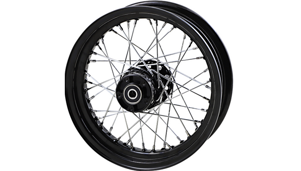Drag Specialties Replacement Laced Black Front Wheel: 00-06 Harley-Davidson FLST Models - 16"x3.00"