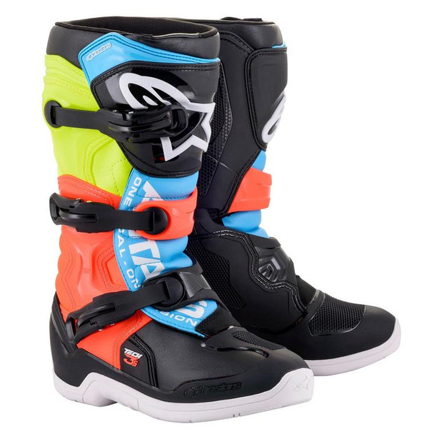 Alpinestars Youth Tech 3S Boots - 2022 Model - Black/Yellow Fluo/Red Fluo - Size 3 - [Blemish]