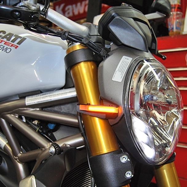 New Rage Cycles LED Front Turn Signals - 16-19 Ducati Monster 1200 R